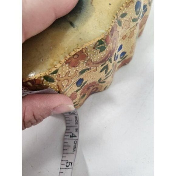 ANTIQUE Royal Satsuma Asian Jewelry Box Porcelain Gold Embossed Floral Ornate - Picture 12 of 12